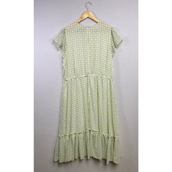 Ryegrass green check ruffle midi dress XXL country chick cottagecore ￼ - Picture 7 of 8